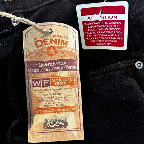 NEW PHOTOS! CORDUROYS, DENIM BOOTCUT, BLACK, SIZE WOMEN 24W, STRETCH FABRIC, FLY - Picture 10 of 16